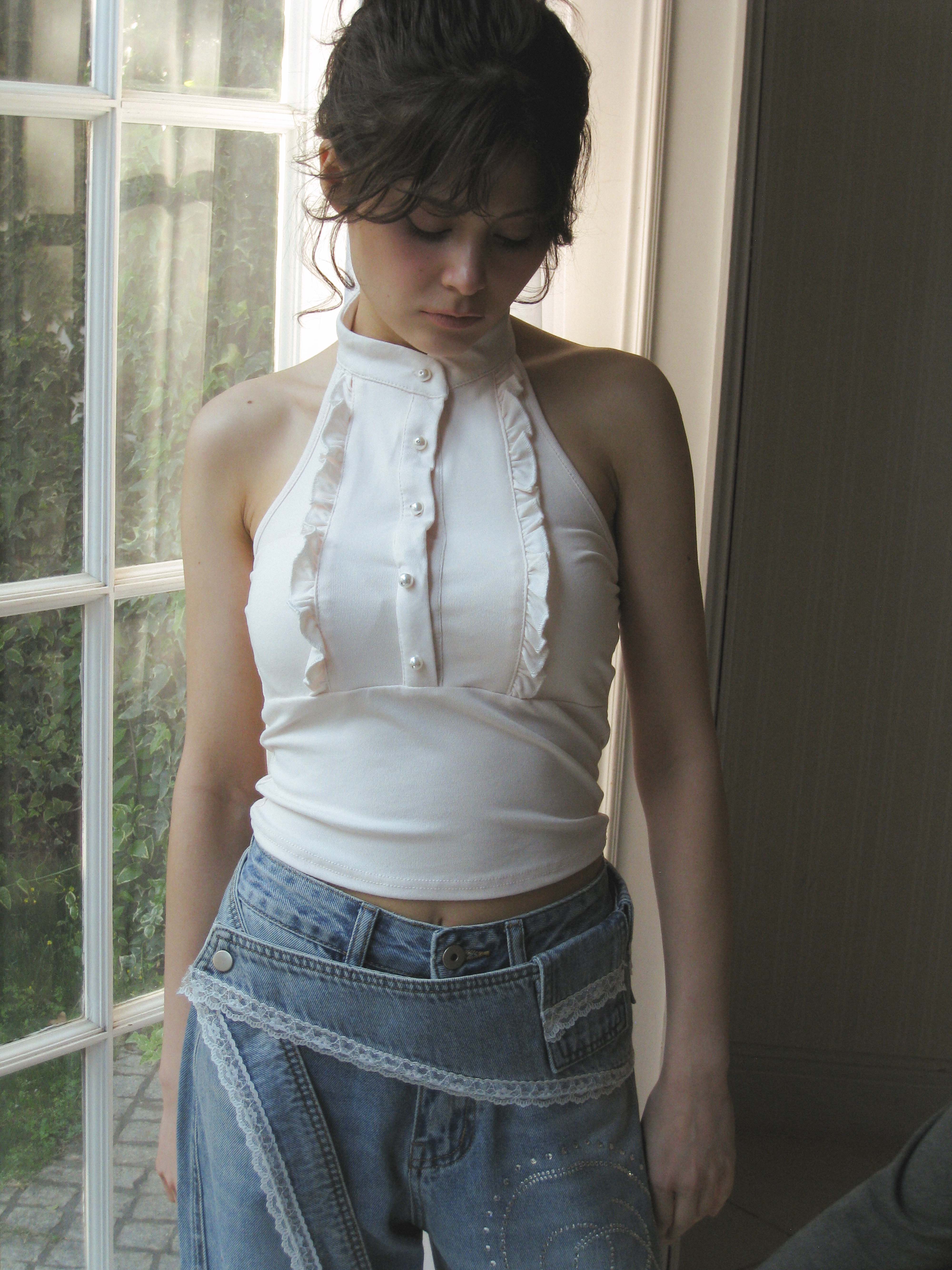 本日限定　shirred frill halter tops halter frill tops｜PELLICULE | ぺリキュール