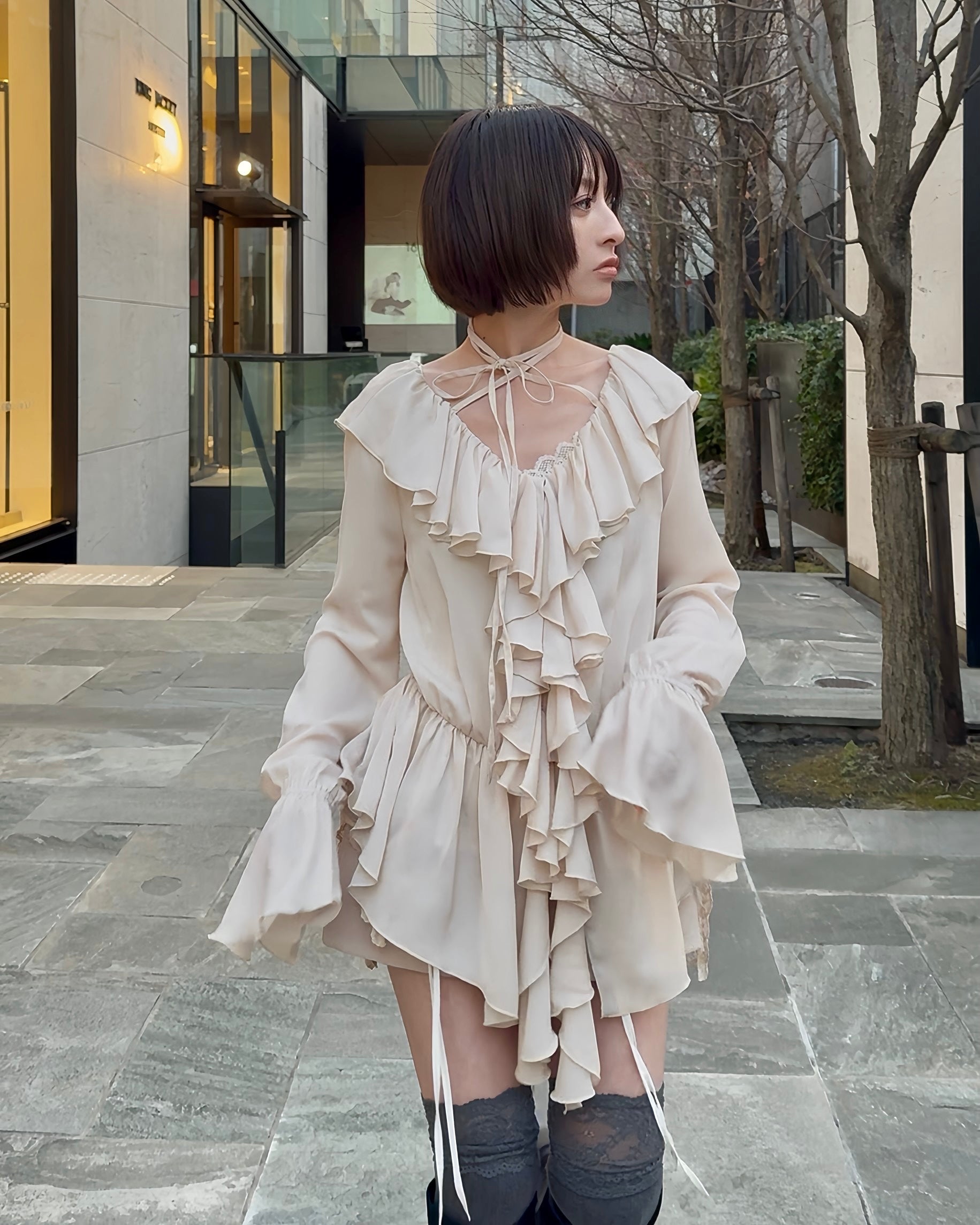 ruffle tail blouse