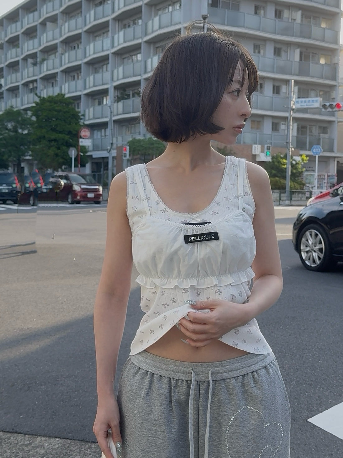 cotton gathered bralette
