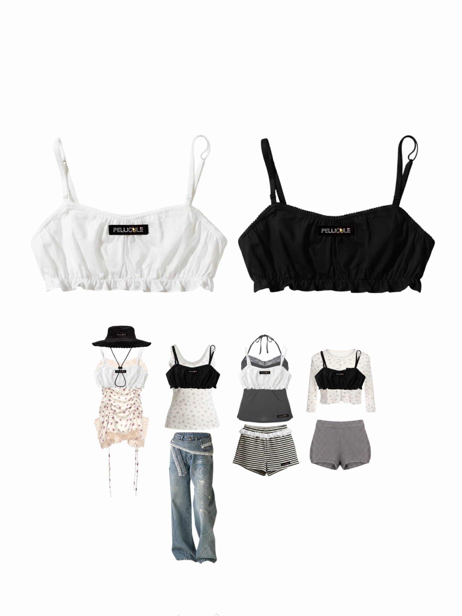 cotton gathered bralette