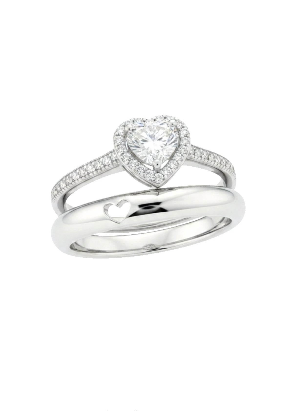 [925silver] heart shape set ring