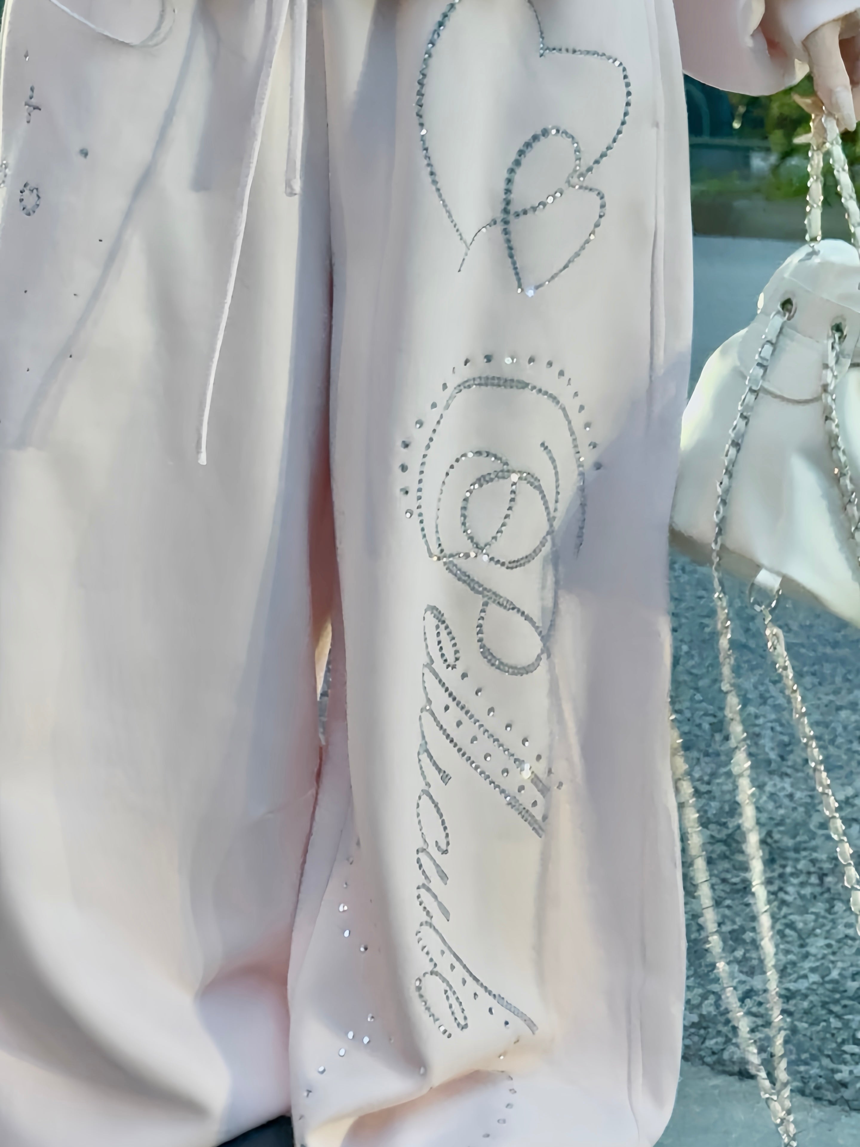 stone-deco sweat pants｜PELLICULE | ぺリキュール