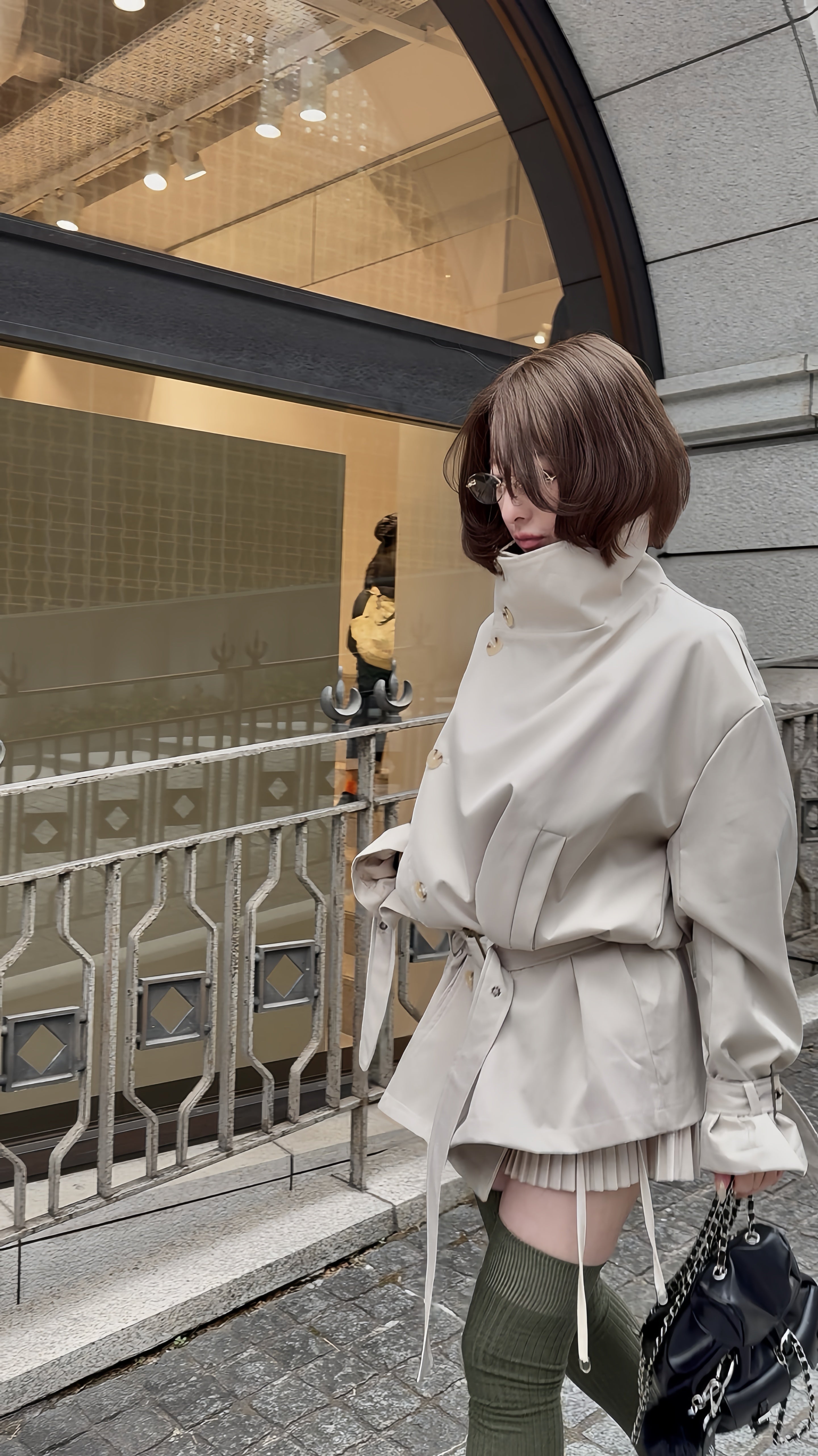 stand collar trench coat