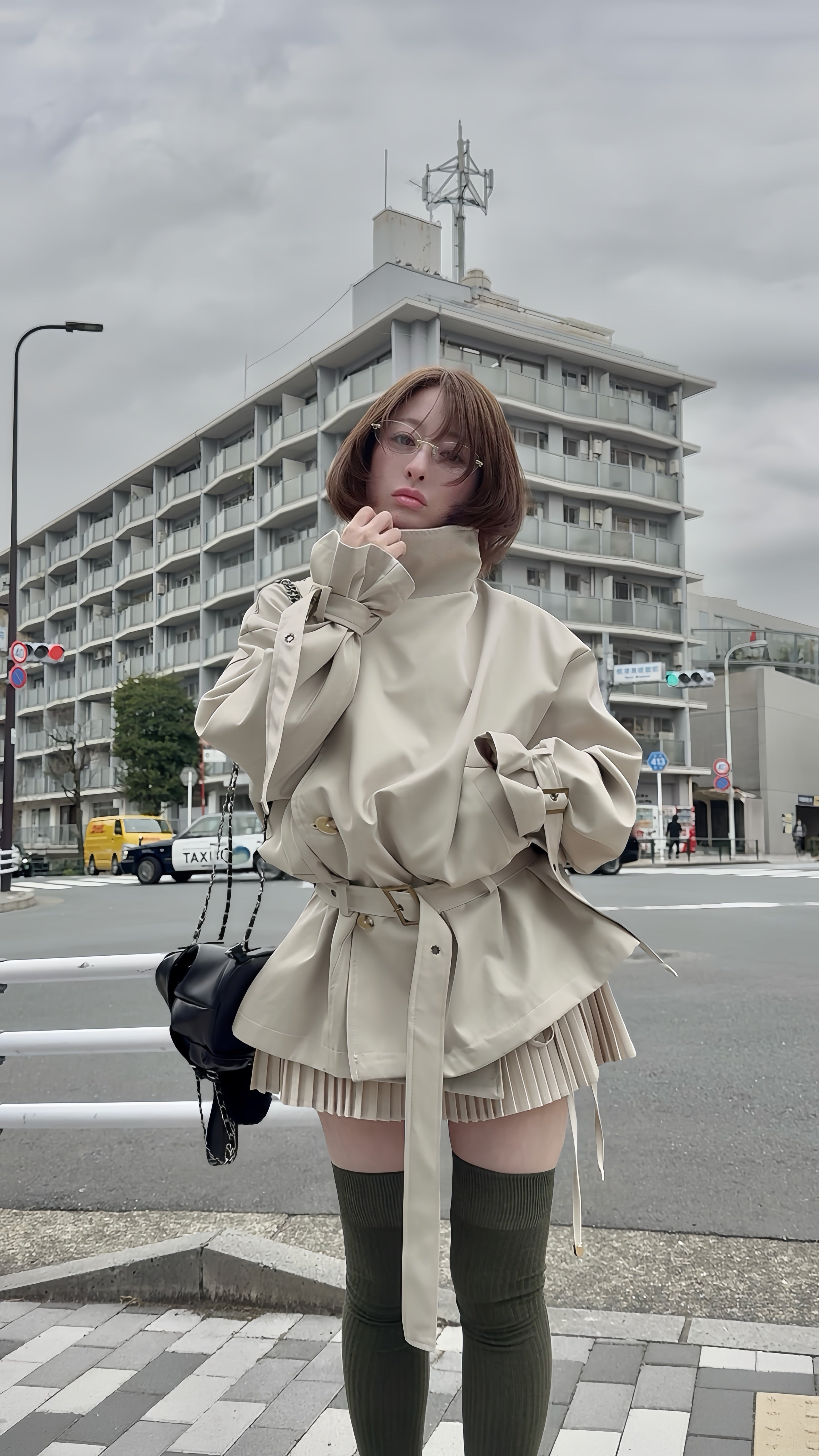 stand collar trench coat